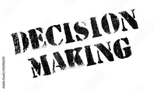 Decision Making rubber stamp. Grunge design with dust scratches. Effects can be easily removed for a clean, crisp look. Color is easily changed.