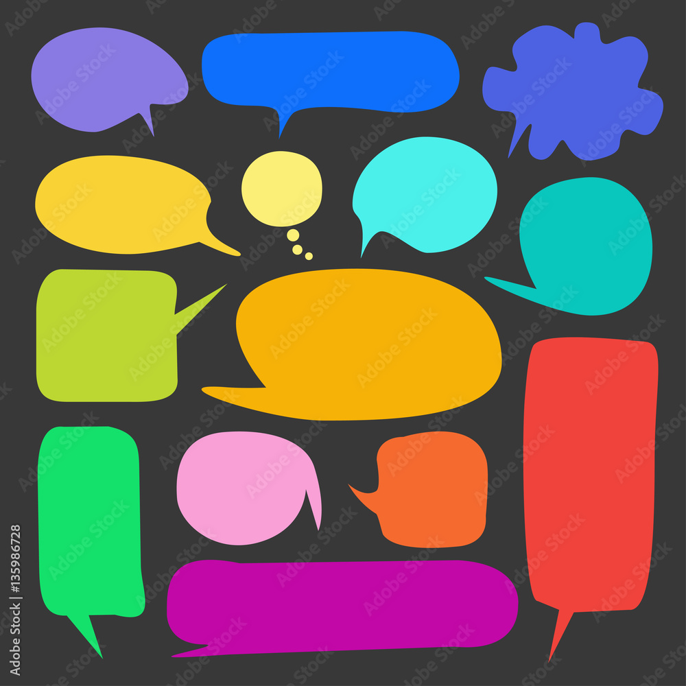 Set of speech bubbles on black background Set of speech bubbles on black background