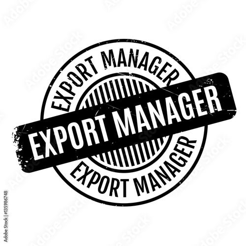 Export Manager rubber stamp. Grunge design with dust scratches. Effects can be easily removed for a clean, crisp look. Color is easily changed.