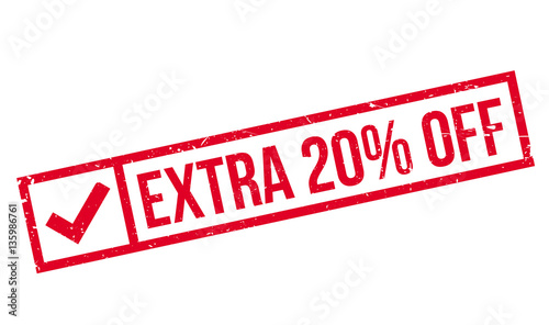 Extra 20% Off rubber stamp. Grunge design with dust scratches. Effects can be easily removed for a clean, crisp look. Color is easily changed.