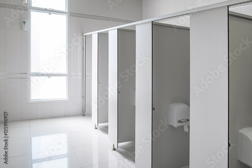 Clean men public toilet room empty, interior design..