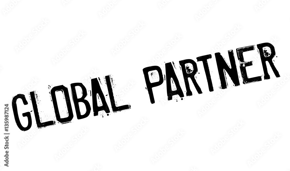 Global Partner rubber stamp. Grunge design with dust scratches. Effects can be easily removed for a clean, crisp look. Color is easily changed.