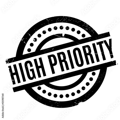 High Priority rubber stamp. Grunge design with dust scratches. Effects can be easily removed for a clean, crisp look. Color is easily changed.