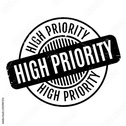 High Priority rubber stamp. Grunge design with dust scratches. Effects can be easily removed for a clean, crisp look. Color is easily changed.
