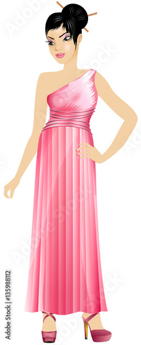 AsianWomanPinkDress