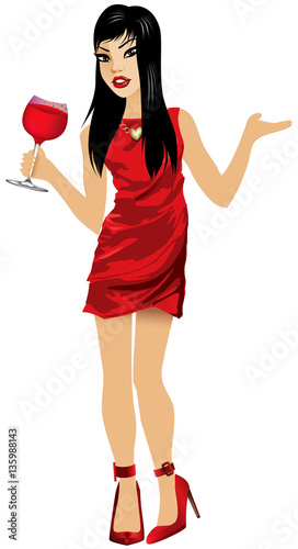 AsianWomanRedDress