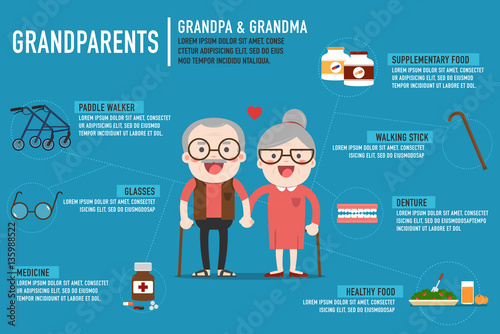 Infographics Retired elderly senior age couple