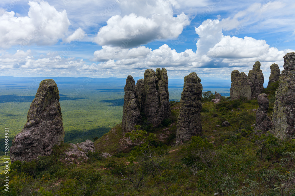 boundless expanse. view from mountains. natural stone pillars. phenomenon. Chiquitania. Bolivia boundless expanse. view from mountains. natural stone pillars. phenomenon. Chiquitania. Bolivia