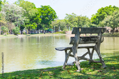 Bench in the park photo