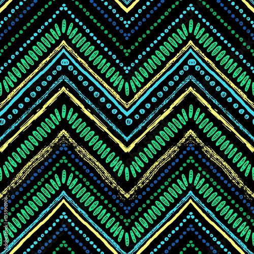 Stripes bright tribal seamless pattern with zigzag