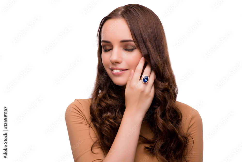 Young woman in beauty concept isolated on white Young woman in beauty concept isolated on white