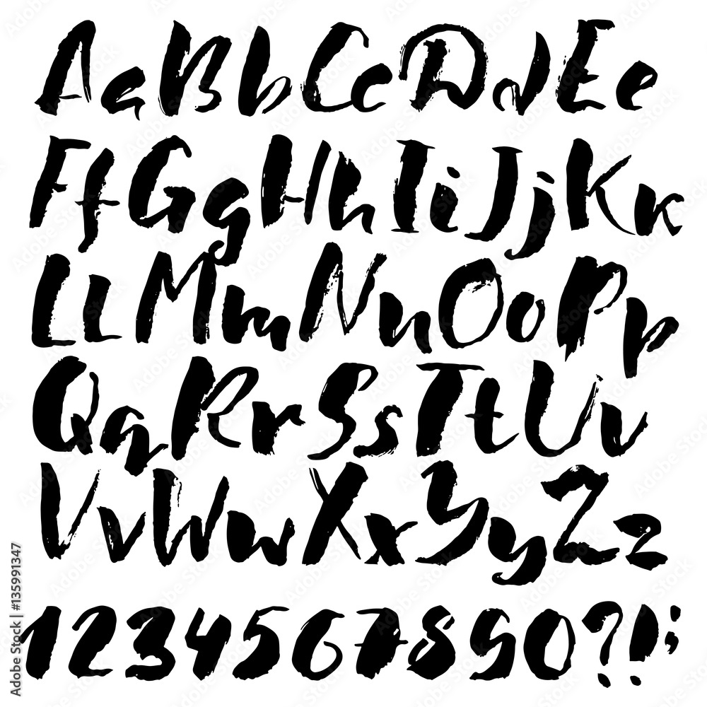 Hand drawn font made by dry brush strokes. Grunge style alphabet Hand drawn font made by dry brush strokes. Grunge style alphabet