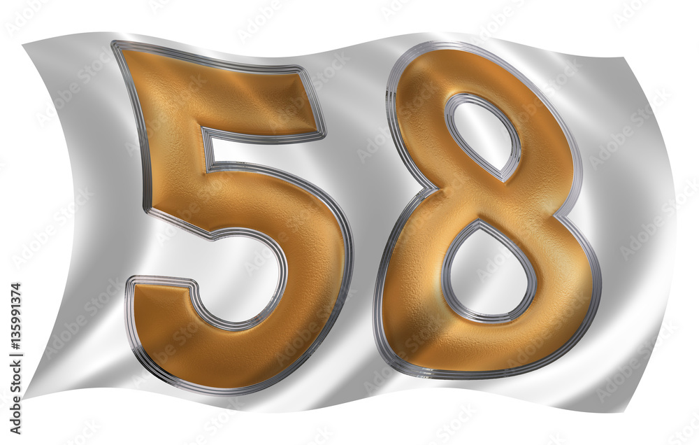 In the wind fluttering the flag with numeral 58, fifty eight, is In the wind fluttering the flag with numeral 58, fifty eight, is