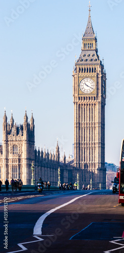 London Big Ben Westminster Tower view from Westminster Bridge