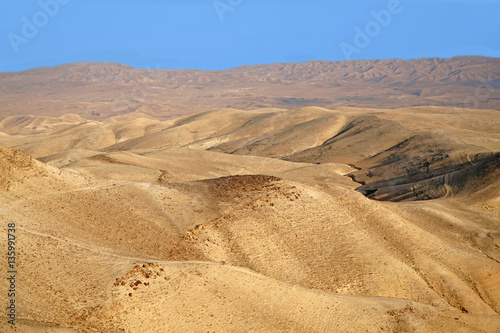 desert landscape  Judean desert in Israel looking towards the Dead Sea