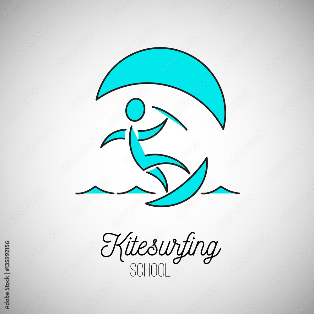 Fototapeta premium Kitesurfer school logo