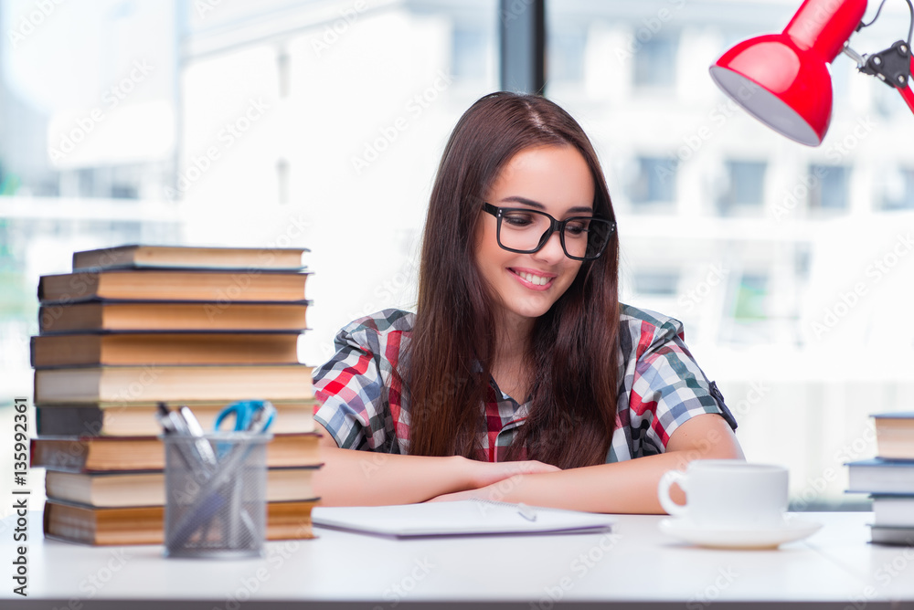 Young woman student preparing for college exams Young woman student preparing for college exams