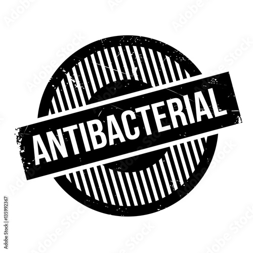 Antibacterial rubber stamp. Grunge design with dust scratches. Effects can be easily removed for a clean, crisp look. Color is easily changed.