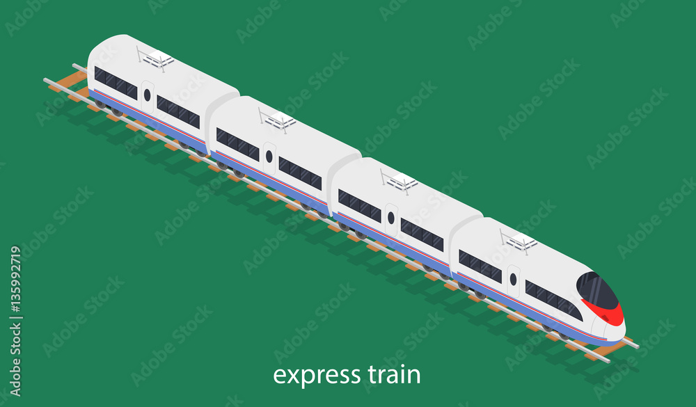 Isometric 3D vector illustration an express train on a railway track Stock Vector Adobe Stock