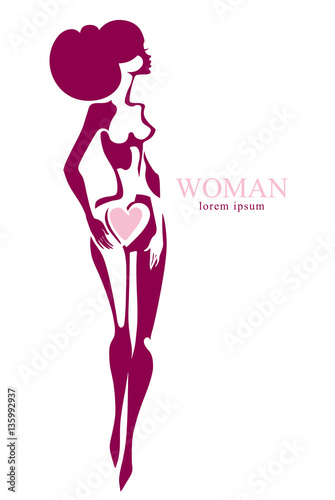 Woman. Flat vector template. Idea of the logo for women Health, beauty salon and another.