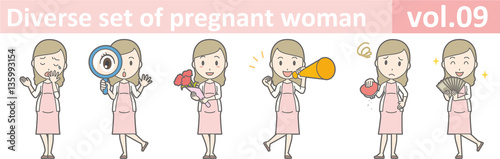 Diverse set of pregnant woman, EPS10 vol.09