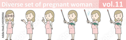Diverse set of pregnant woman, EPS10 vol.11