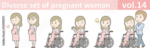 Diverse set of pregnant woman, EPS10 vol.14