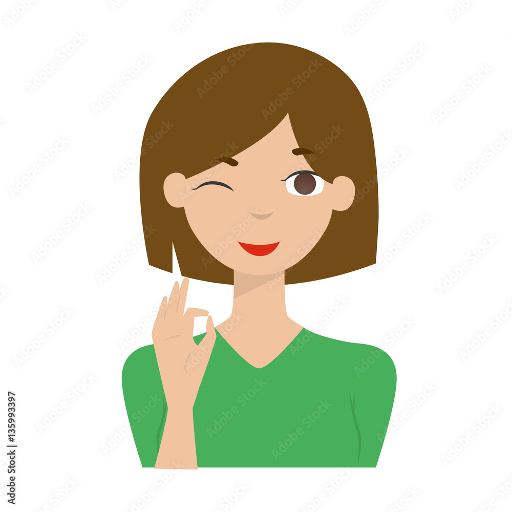 Cute cartoon smiling woman, girl vector illustration Cute cartoon smiling woman, girl vector illustration