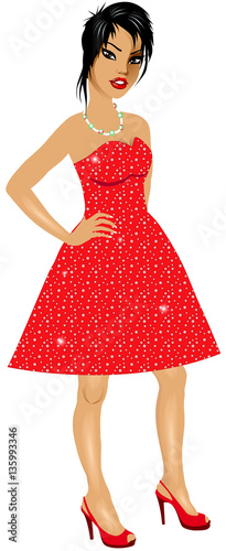 AsianWoman Red Sparkle Dress