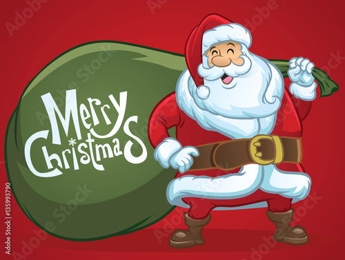 Cheerful santa claus greeting christmas