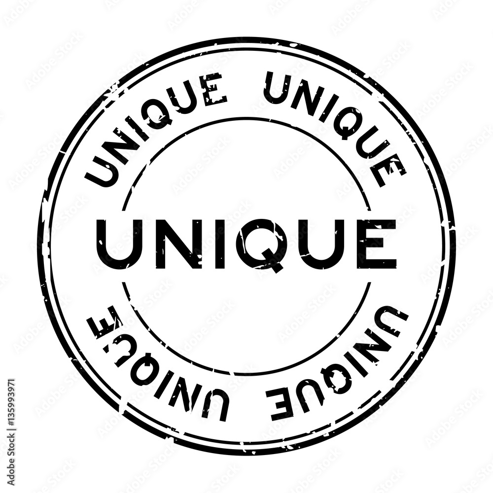Grunge black unique round rubber seal stamp on white background