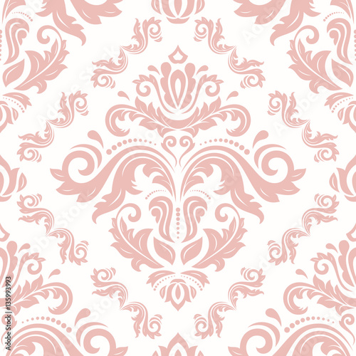 Oriental vector classic pink pattern. Seamless abstract background with repeating elements. Orient background