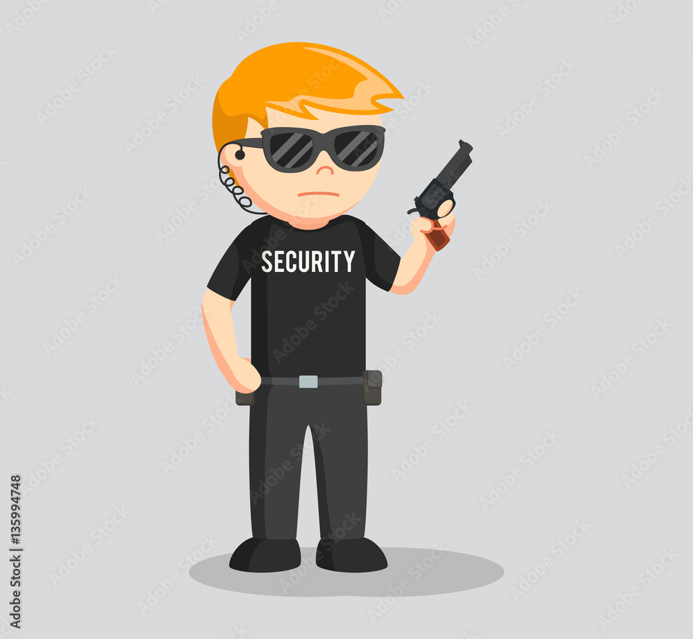 security guard with handgun