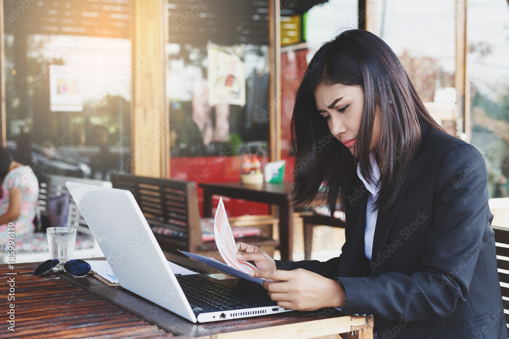 business woman working outside office business woman working outside office