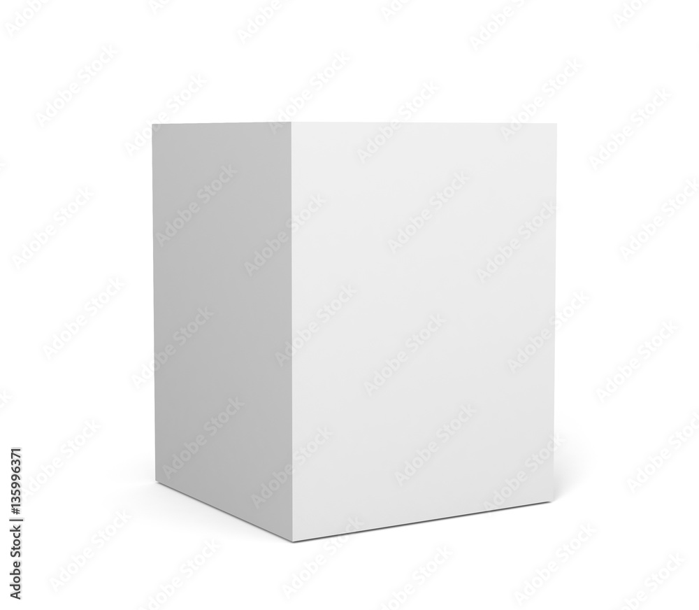Close up of a white box template on white background.3D Illustration Close up of a white box template on white background.3D Illustration