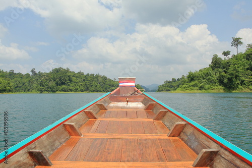 beautiful view, scene from long tail boat in Ratchaprapa dam, Khoa Sok national park , Suratthani ,Thailand © wibulpas