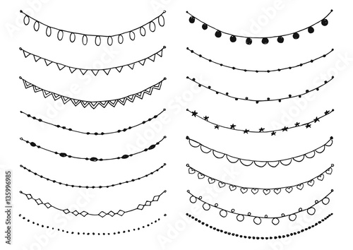 Vector hand drawn illustration. Garland. Design element. Doodling. Set.