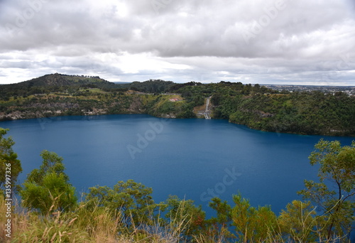 The incredible Blue Lake at Mt Gambier, South Australia. The Blue Lake is a large monomictic crater lake located in a dormant volcanic maar associated with the Mount Gambier maar complex.