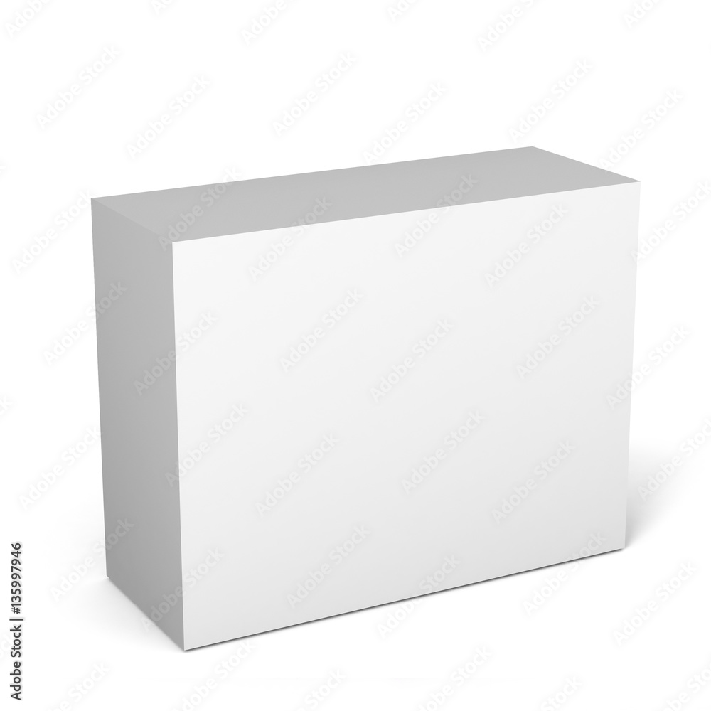 Close up of a white box template on white background.3D Illustration Close up of a white box template on white background.3D Illustration