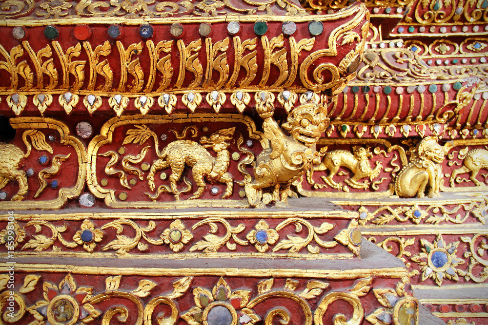 Traditional Thai style pattern decorative, stucco gold paint in Traditional Thai style pattern decorative, stucco gold paint in