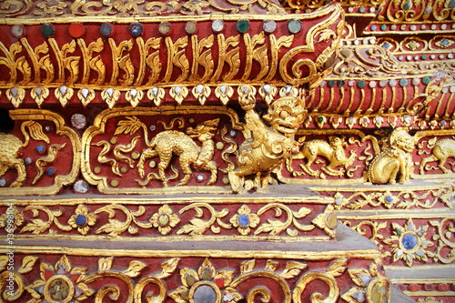 Traditional Thai style pattern decorative, stucco gold paint in
