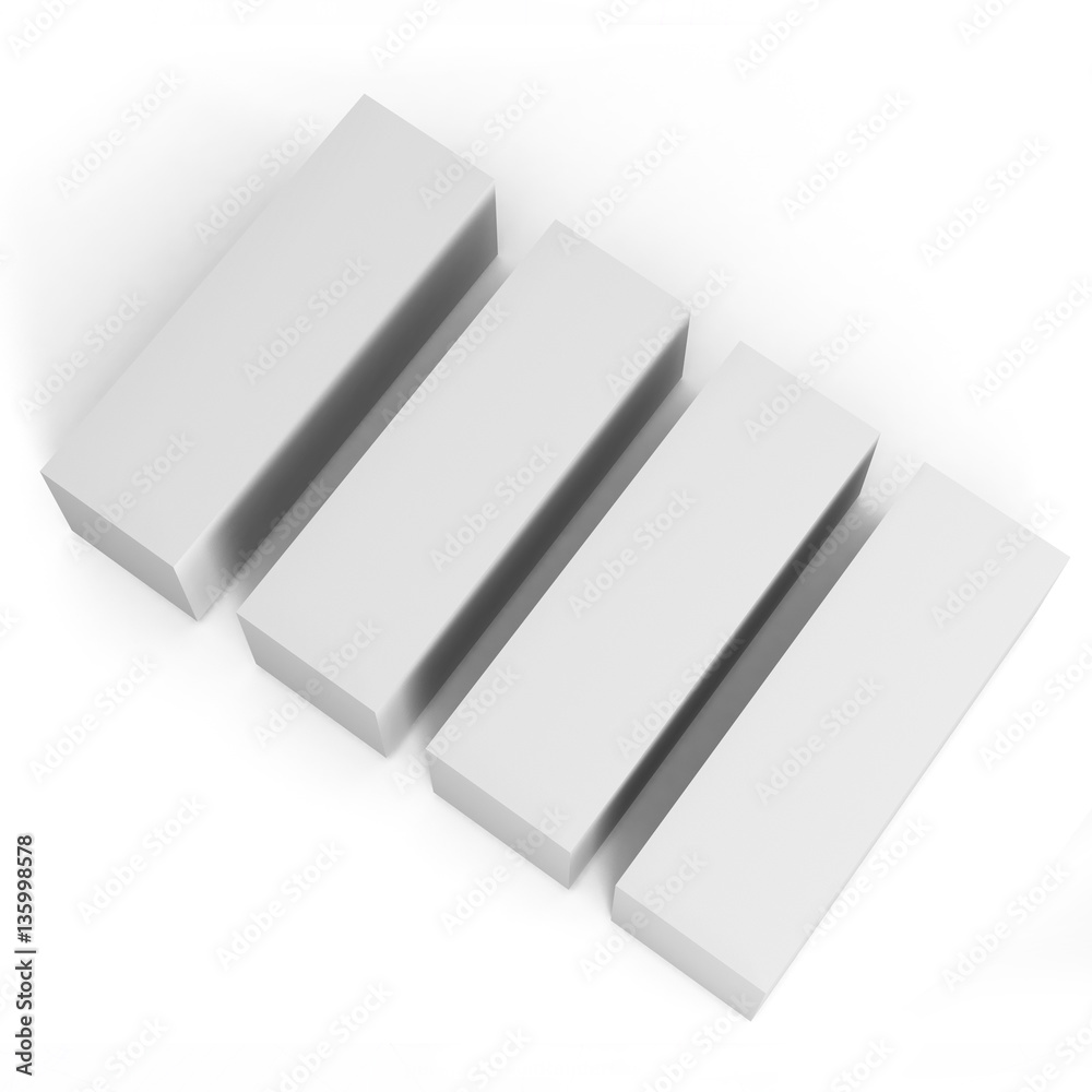 Close up of a white box set template on white background.3D Illustration Close up of a white box set template on white background.3D Illustration