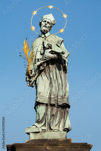 sculpture on the Charles Bridge  Prague  Czech Republic