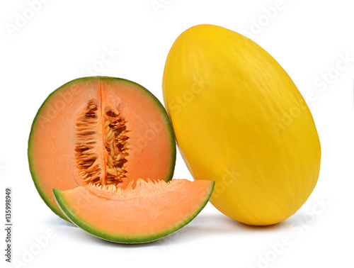 Cantaloupe melon isolated on a white background.