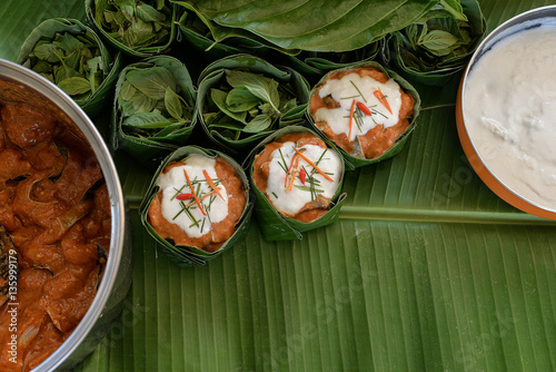 steamed fish with curry paste photo