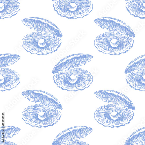 seamless seashells with pearls