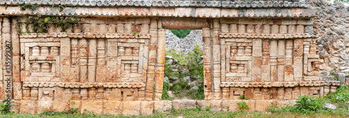 Carved wall, Labna, Mexico photo