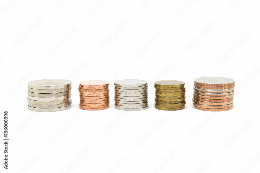 coin stack isolated on white background coin stack isolated on white background