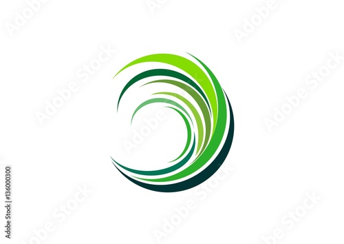circle green leaves grass natural logo symbol, nature eco green logo icon, ecology plants illustrattion vector design