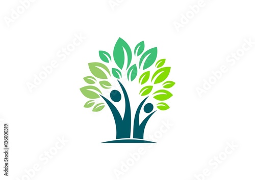 people, tree, health, ecology, nature, logo, leaves healthy life family tree symbol, wellness people tree icon vector design